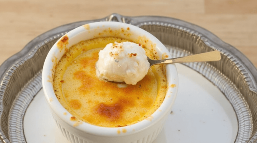 Crab Brûlée with a perfectly caramelized golden top