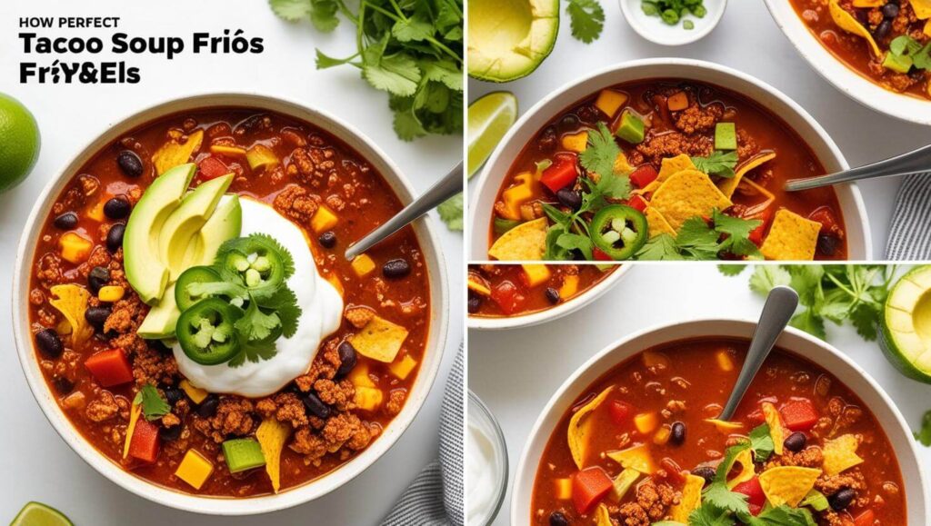 Taco Soup with crispy Frios chips sprinkled on top
