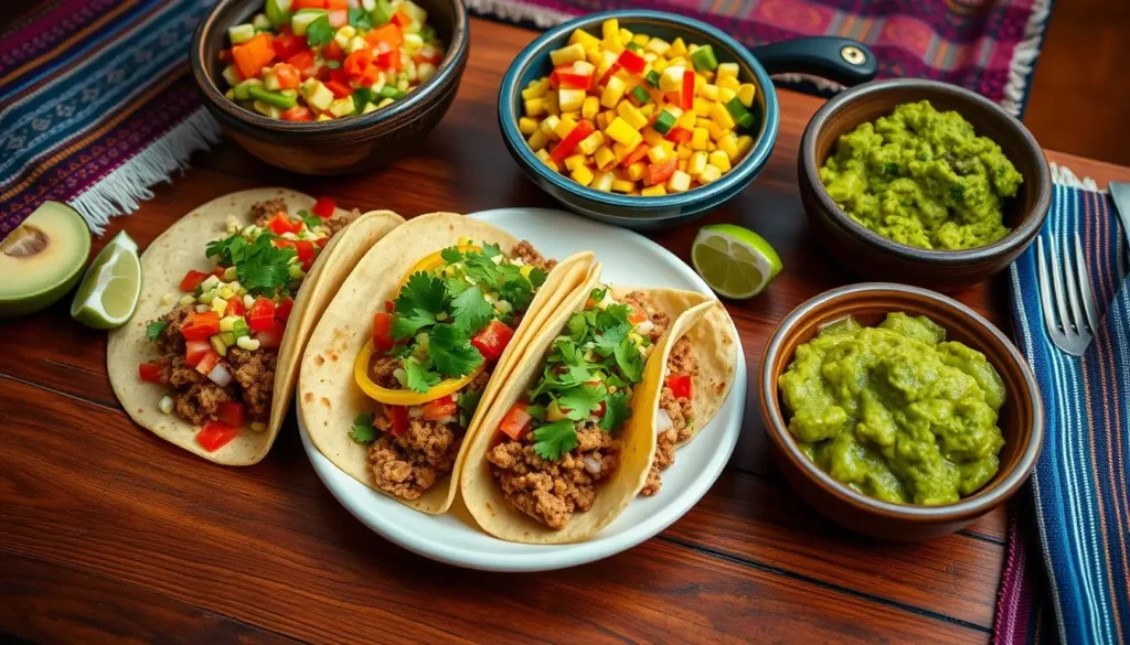  Ground chicken mixed with seasoned corn in a skillet