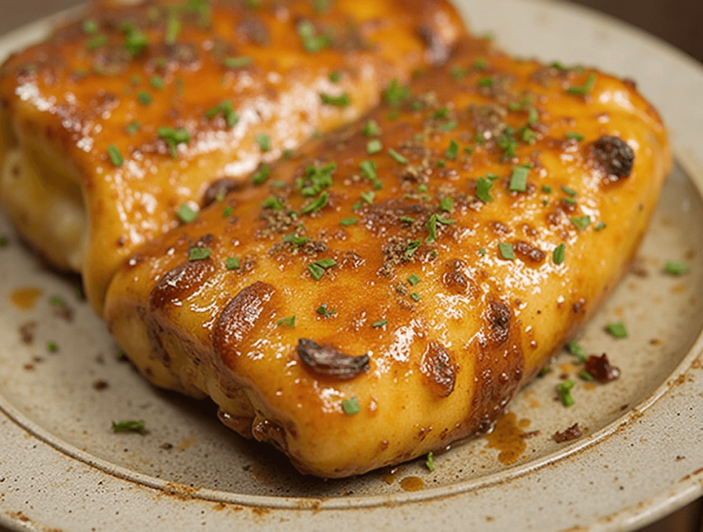 Oven-roasted frozen diced carrots on a baking sheet, seasoned with herbs and olive oil.