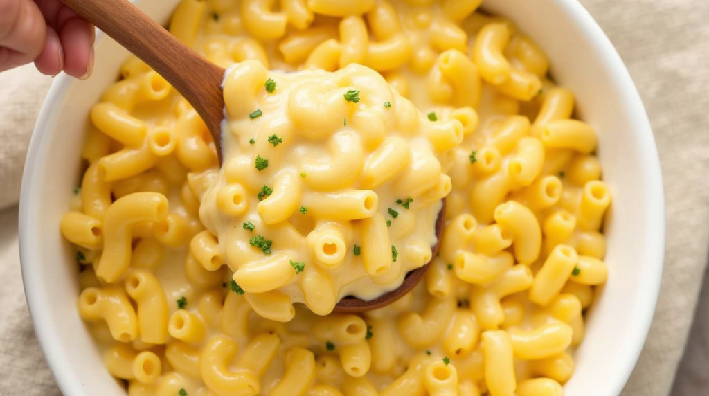 Golden, baked Tini’s Mac and Cheese with a crispy cheese topping.