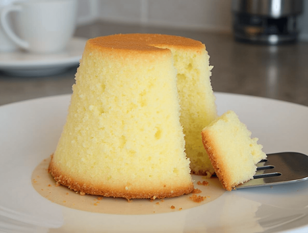 A whisk stirring a smooth vanilla cake batter in a mixing bowl.