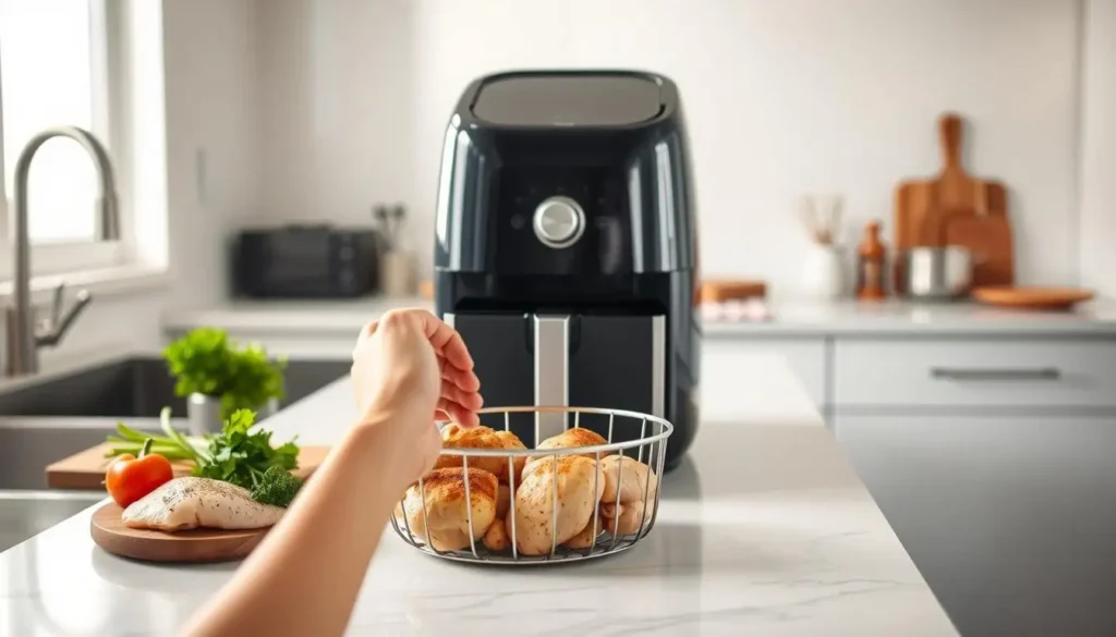 Step-by-step preparation of air fryer chicken with spices and herbs