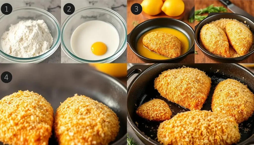 Step-by-step process of making LongHorn Steakhouse-style Parmesan Crusted Chicken at home
