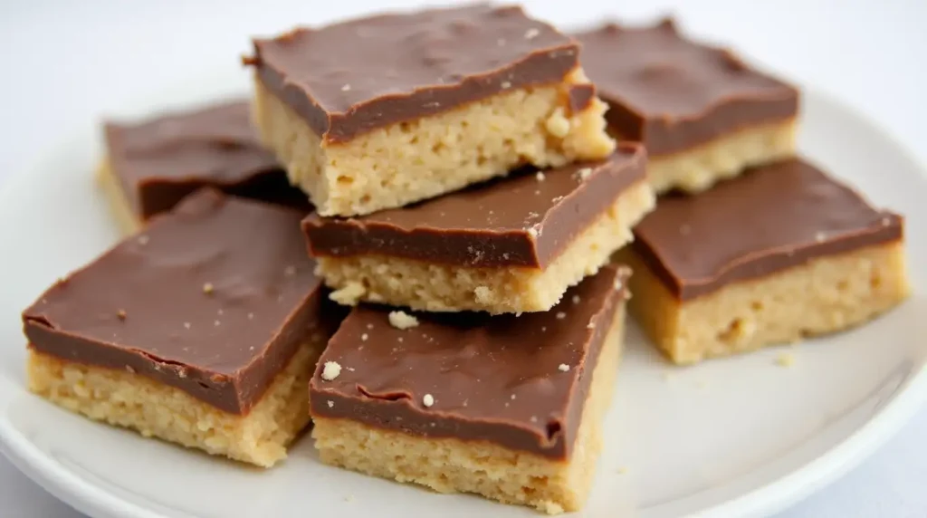 Step-by-step process of making homemade Twix bars with shortbread, caramel, and chocolate layers